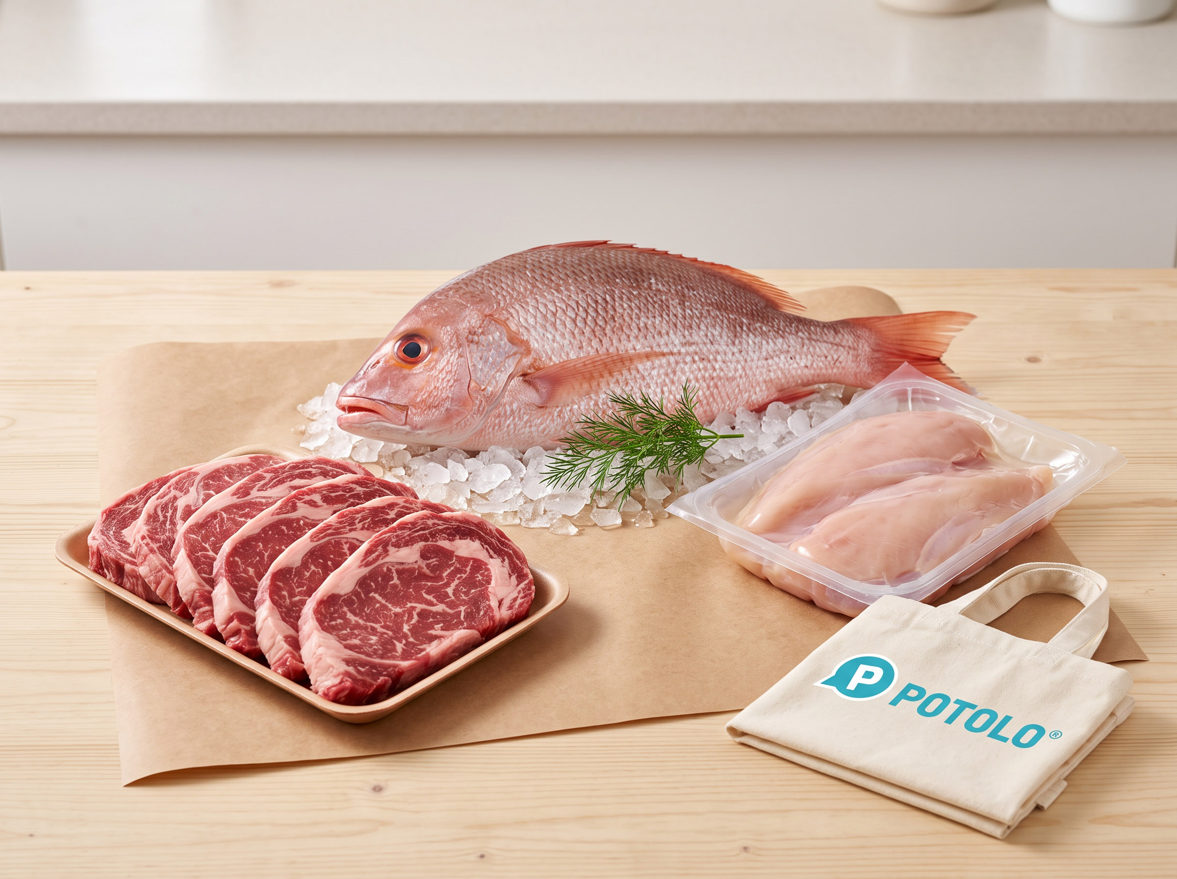 Meat & Fish delivered from local grocery stores on Potolo