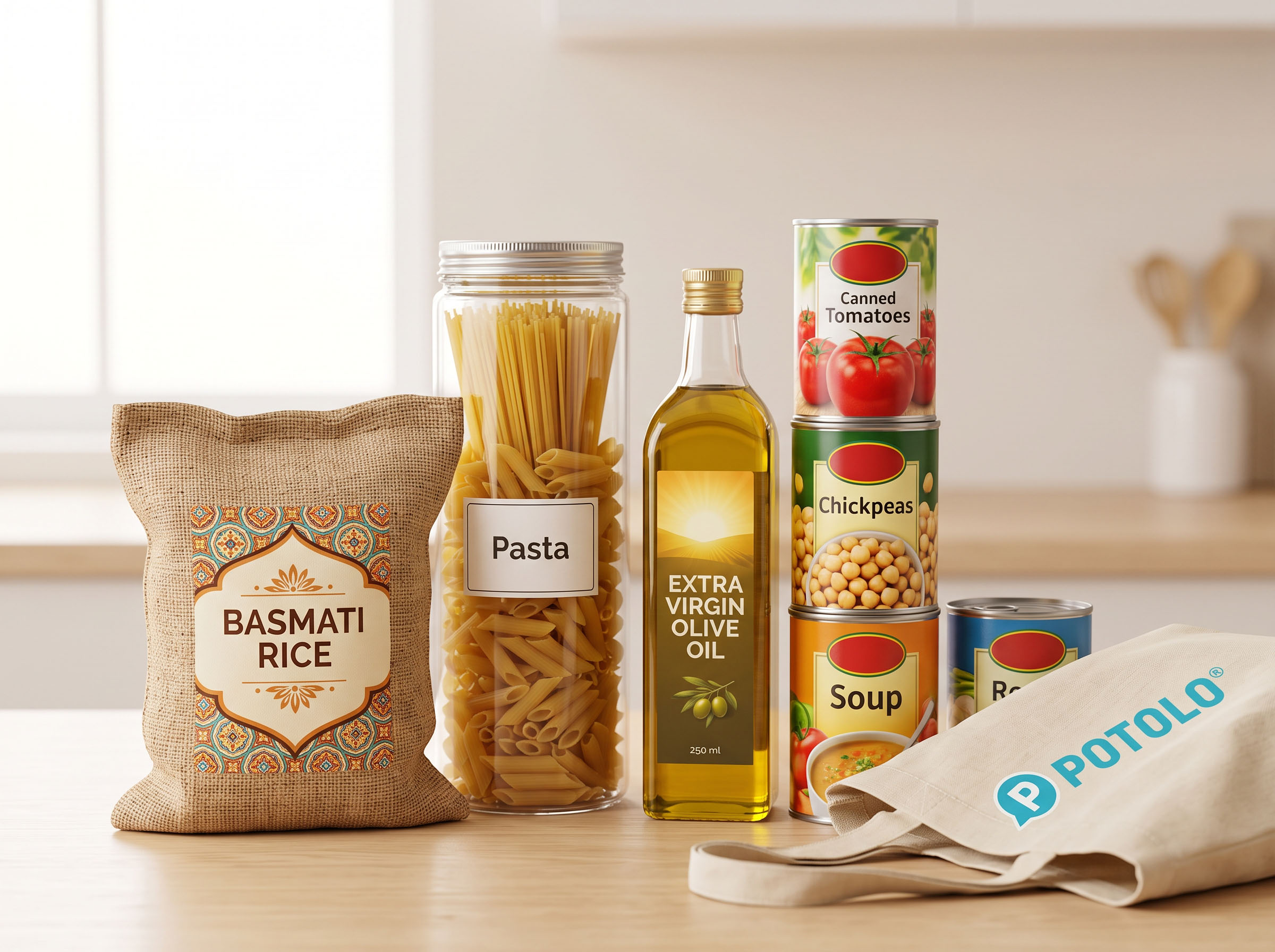 Pantry delivered from local grocery stores on Potolo